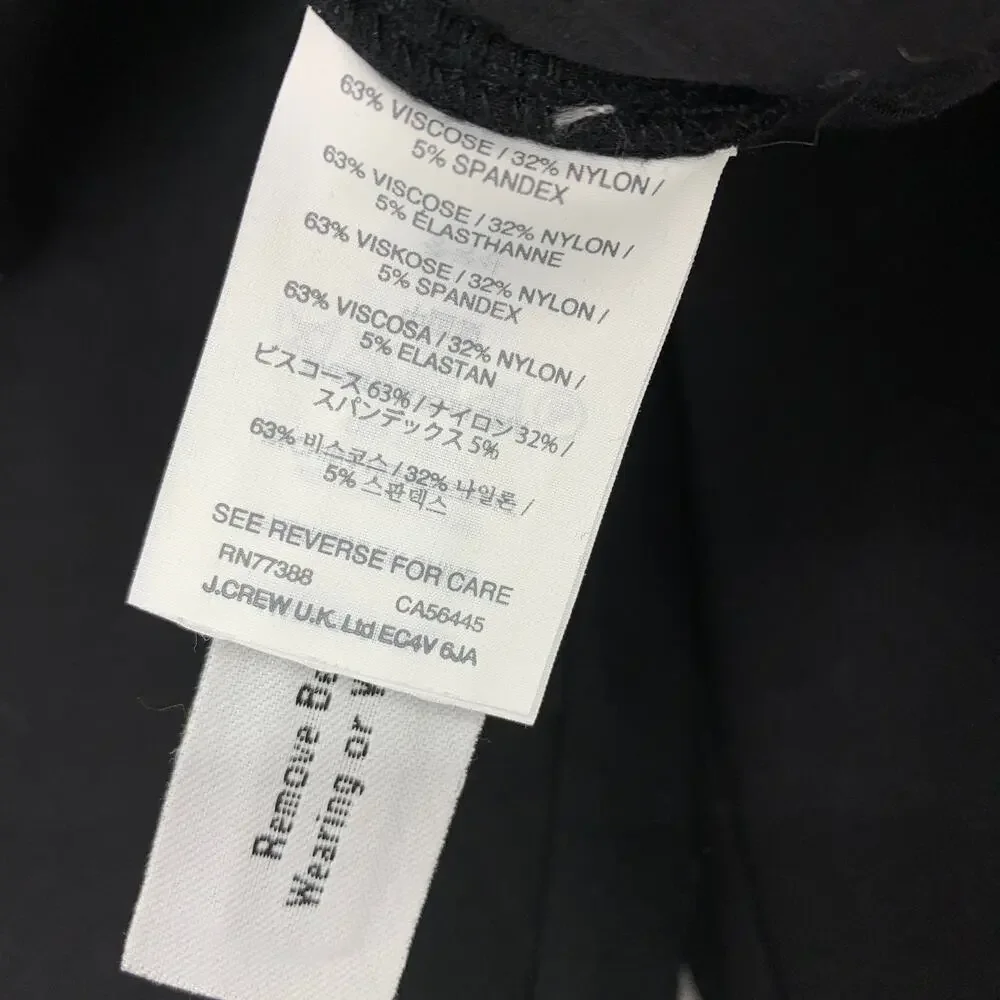 J. Crew Pixie Ponte Skinny Pant Womens Size 2 Zipper Details Black Snap Front